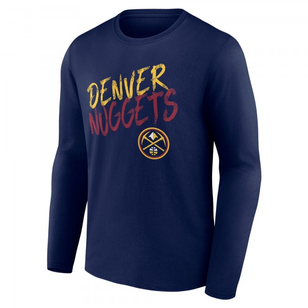 Denver Nuggets Navy Hustle Custom Long Sleeve T-Shirt