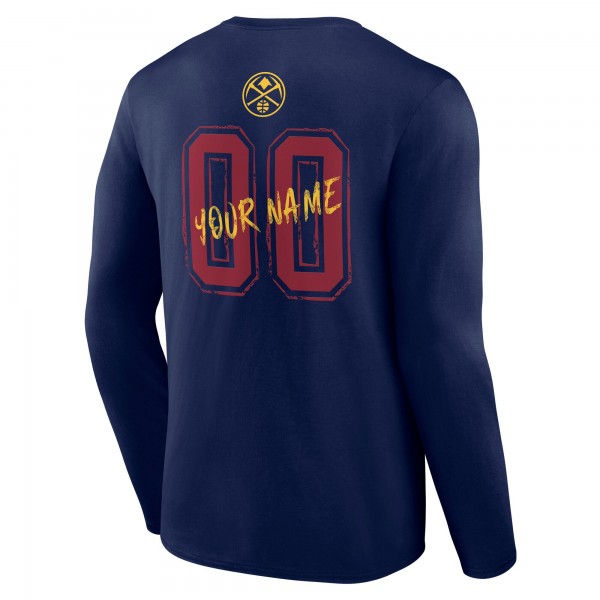 Denver Nuggets Navy Hustle Custom Long Sleeve T-Shirt