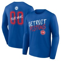 Detroit Pistons Blue Hustle Custom Long Sleeve T-Shirt
