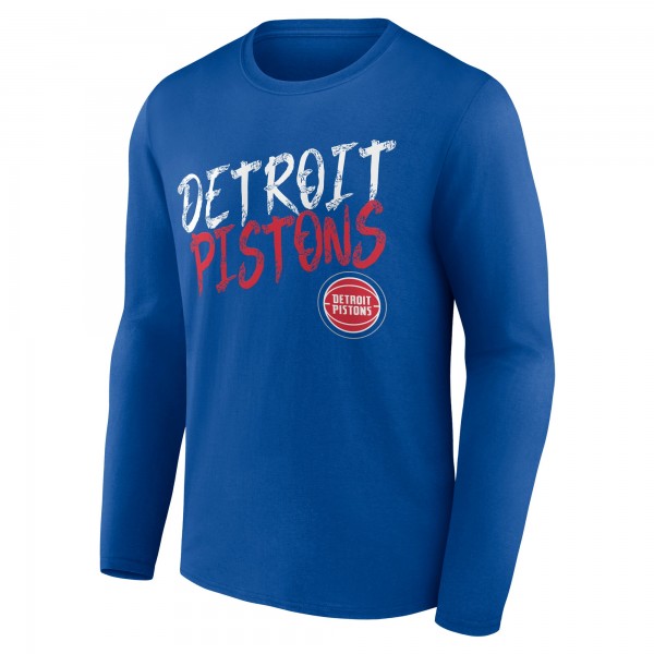 Detroit Pistons Blue Hustle Custom Long Sleeve T-Shirt