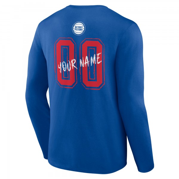 Detroit Pistons Blue Hustle Custom Long Sleeve T-Shirt