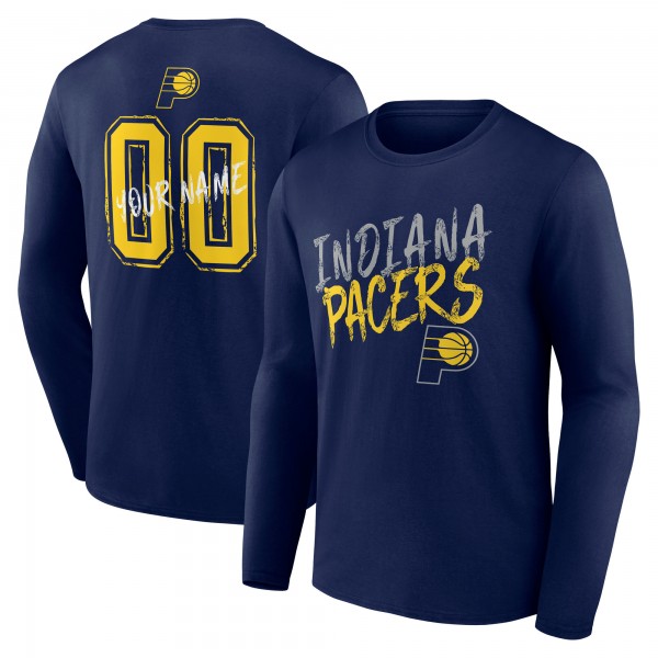 Indiana Pacers Navy Hustle Custom Long Sleeve T-Shirt