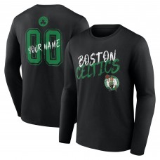 Boston Celtics Black Hustle Custom Long Sleeve T-Shirt