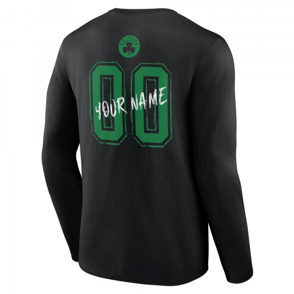 Boston Celtics Black Hustle Custom Long Sleeve T-Shirt