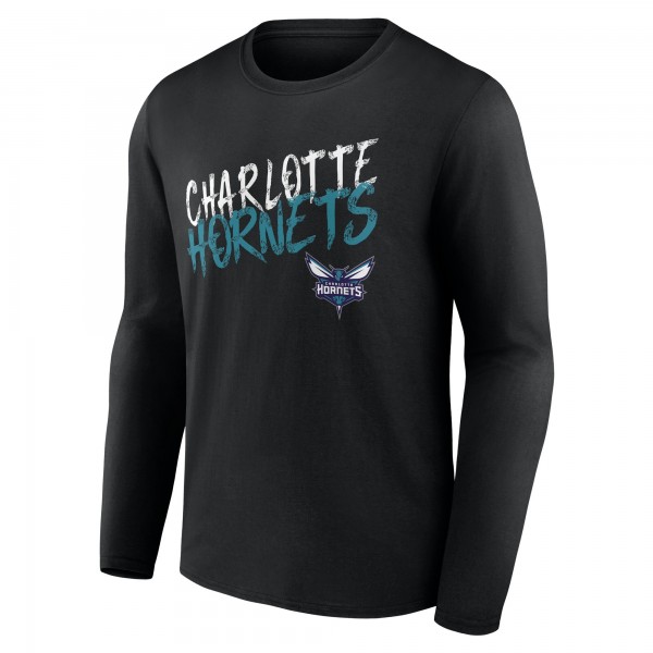 Charlotte Hornets Black Hustle Custom Long Sleeve T-Shirt