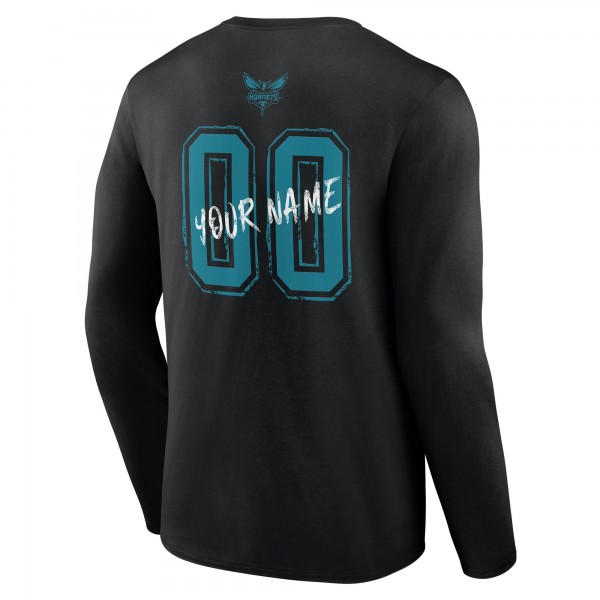 Charlotte Hornets Black Hustle Custom Long Sleeve T-Shirt