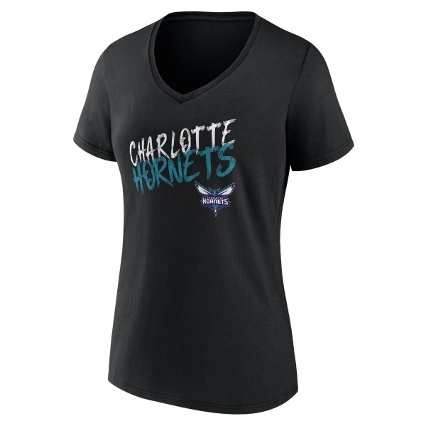 Женская Именная футболка Charlotte Hornets Black Hustle V-Neck