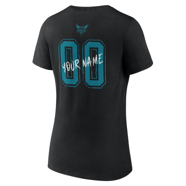Женская Именная футболка Charlotte Hornets Black Hustle V-Neck