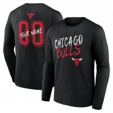 Именная футболка с длинным рукавом Chicago Bulls Black Hustle