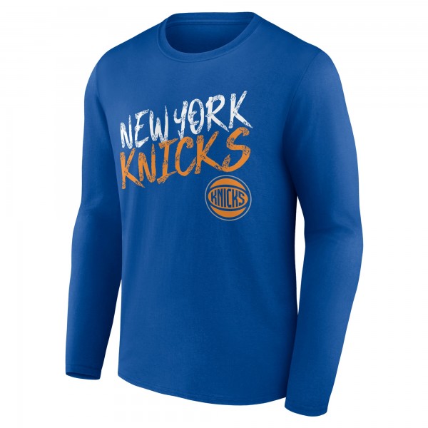 New York Knicks Blue Hustle Custom Long Sleeve T-Shirt