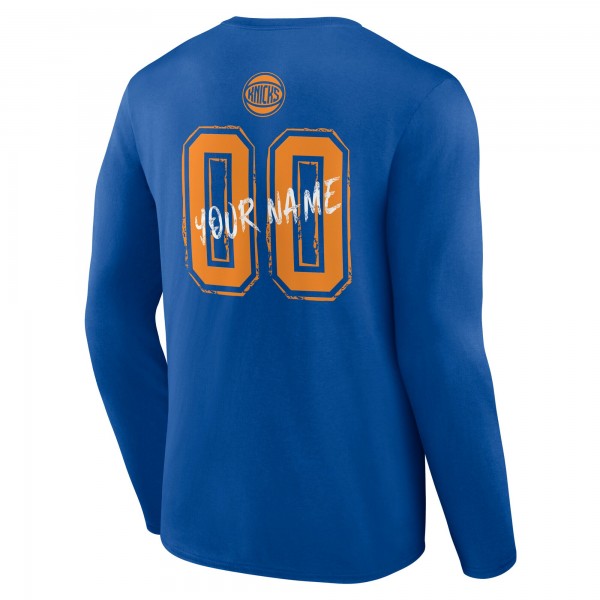New York Knicks Blue Hustle Custom Long Sleeve T-Shirt
