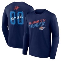 Именная футболка с длинным рукавом Oklahoma City Thunder Navy Hustle