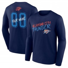 Именная футболка с длинным рукавом Oklahoma City Thunder Navy Hustle