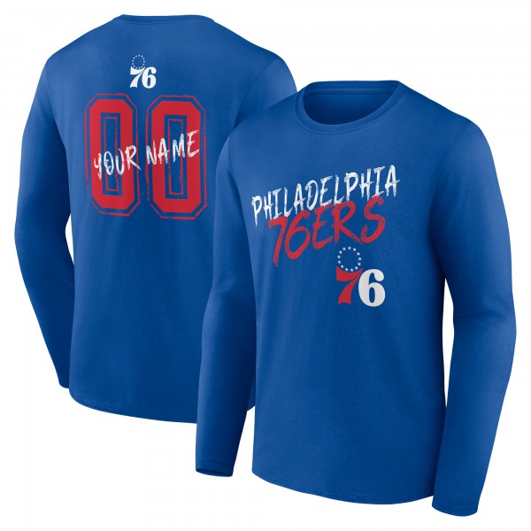 Philadelphia 76ers Royal Hustle Custom Long Sleeve T-Shirt