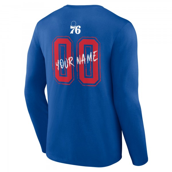 Philadelphia 76ers Royal Hustle Custom Long Sleeve T-Shirt
