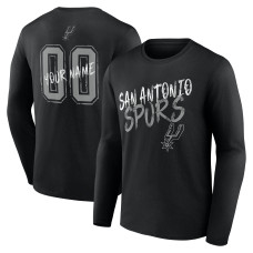 Именная футболка с длинным рукавом San Antonio Spurs Black Hustle