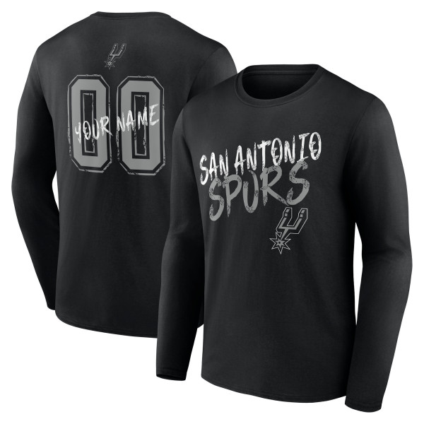 Именная футболка с длинным рукавом San Antonio Spurs Black Hustle