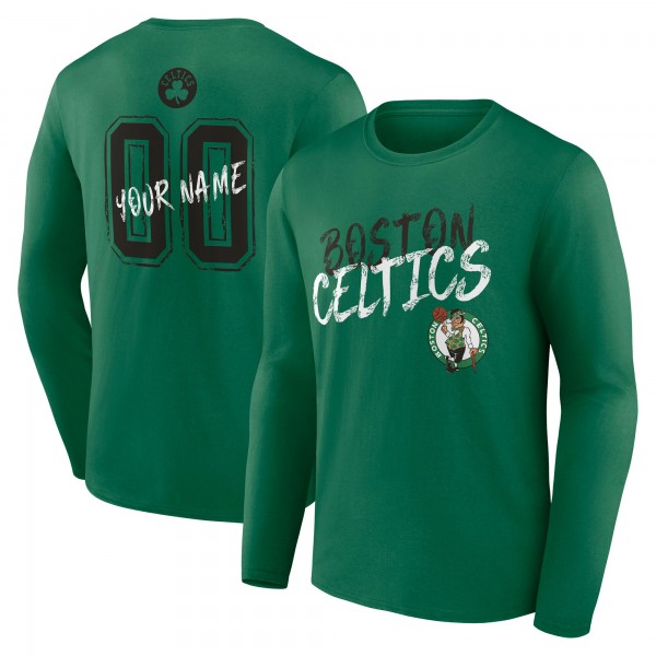 Boston Celtics Kelly Green Hustle Custom Long Sleeve T-Shirt