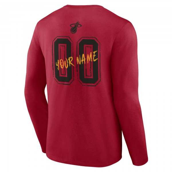 Miami Heat Red Hustle Custom Long Sleeve T-Shirt