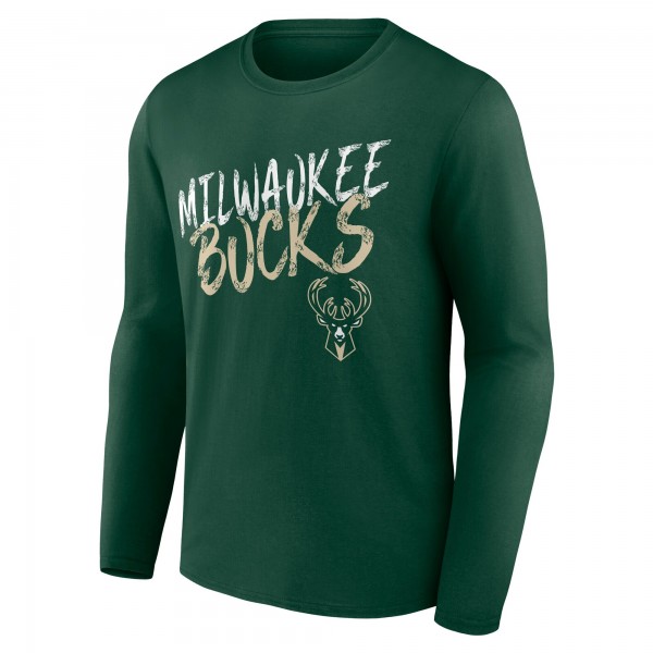 Milwaukee Bucks Hunter Green Hustle Custom Long Sleeve T-Shirt