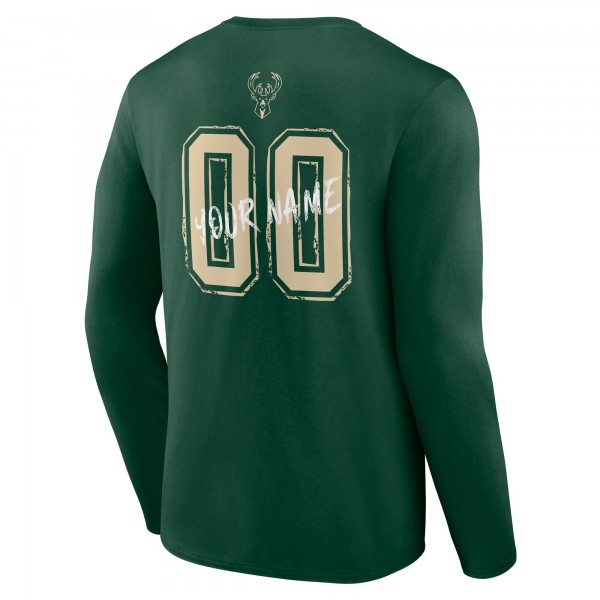 Milwaukee Bucks Hunter Green Hustle Custom Long Sleeve T-Shirt