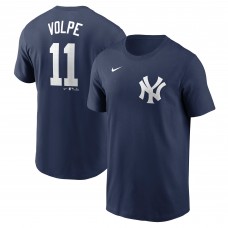New York Yankees Anthony Volpe Nike Navy Fuse Name & Number T-Shirt