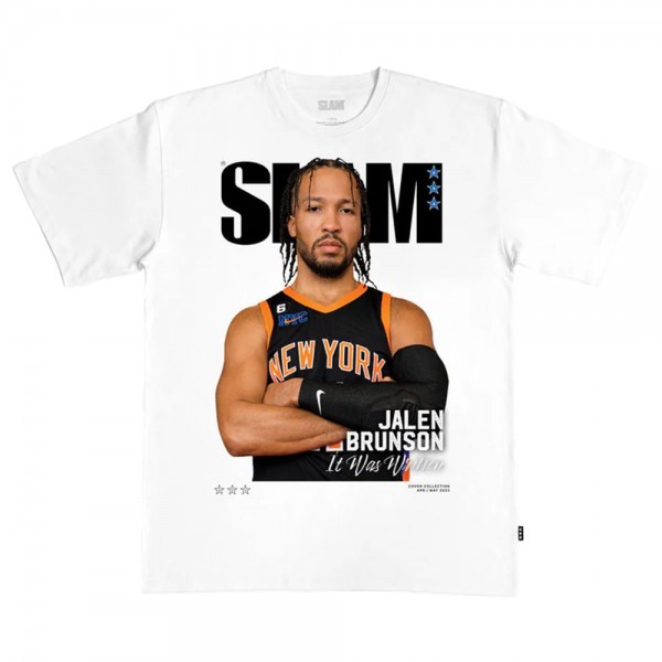 New York Knicks Jalen Brunson White SLAM Cover T-Shirt