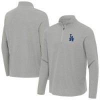 Los Angeles Dodgers Antigua Heather Gray Sync Tri-Blend Quarter-Zip Pullover