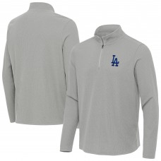 Los Angeles Dodgers Antigua Heather Gray Sync Tri-Blend Quarter-Zip Pullover