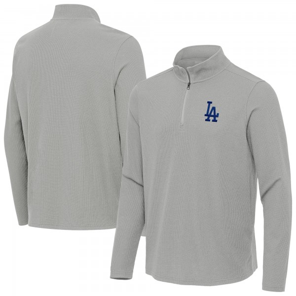 Los Angeles Dodgers Antigua Heather Gray Sync Tri-Blend Quarter-Zip Pullover