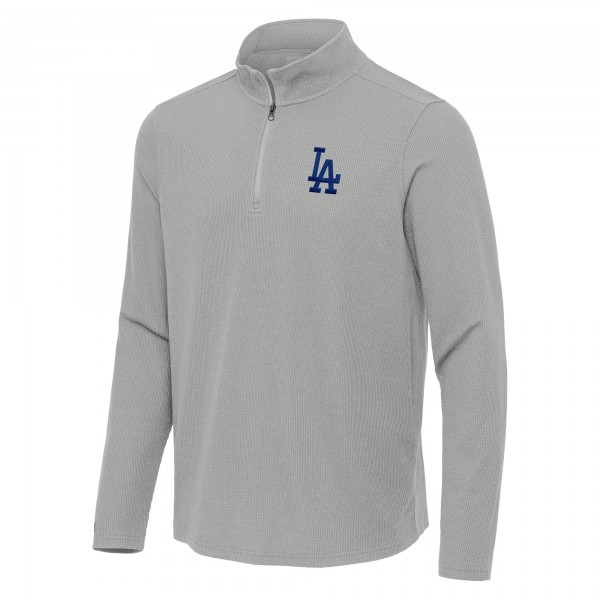 Los Angeles Dodgers Antigua Heather Gray Sync Tri-Blend Quarter-Zip Pullover