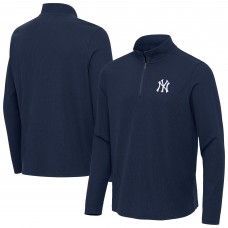 New York Yankees Antigua Heather Navy Sync Tri-Blend Quarter-Zip Pullover