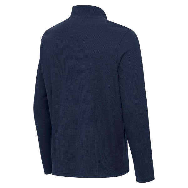 New York Yankees Antigua Heather Navy Sync Tri-Blend Quarter-Zip Pullover