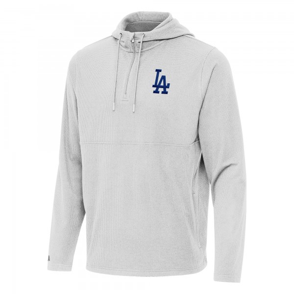 Los Angeles Dodgers Antigua Gray Connected Quarter-Zip Pullover Hoodie