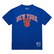 New York Knicks Mitchell & Ness Blue Hardwood Classics Vintage Logo T-Shirt