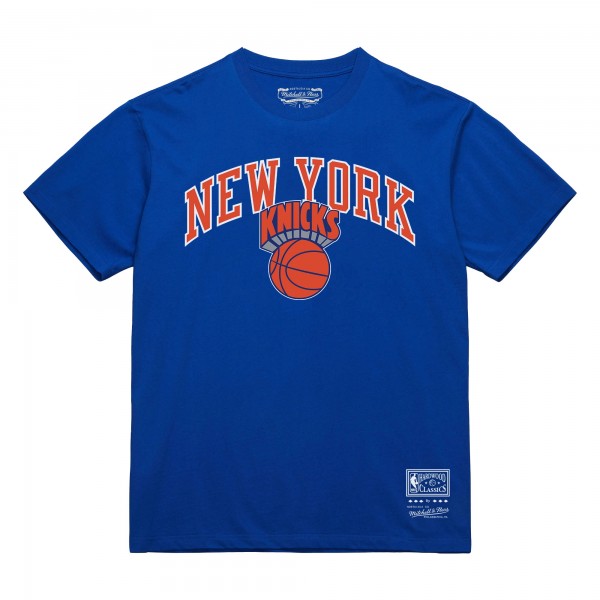 New York Knicks Mitchell & Ness Blue Hardwood Classics Vintage Logo T-Shirt