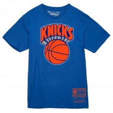 New York Knicks Mitchell & Ness Blue Hardwood Classics Vintage Logo T-Shirt