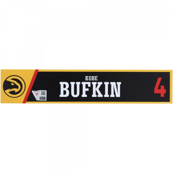 Kobe Bufkin Atlanta Hawks Fanatics Authentic Player-Issued Black Nameplate from the 2024-25 NBA Season