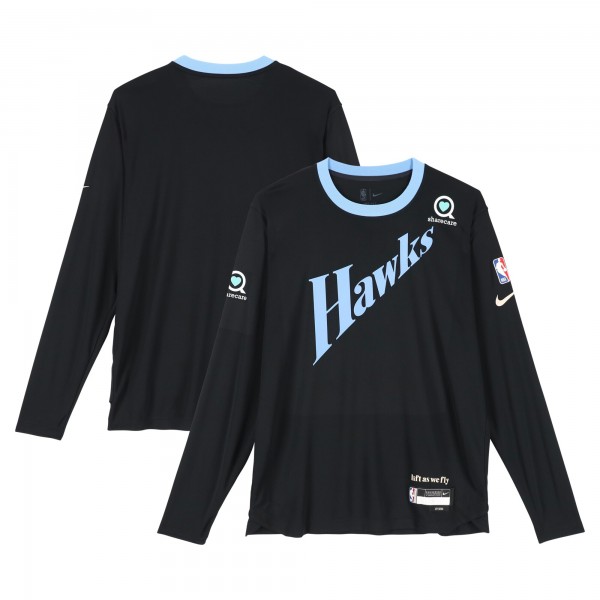 Футболка с длинным рукавом Zaccharie Risacher Atlanta Hawks Fanatics Authentic Player-Worn Black Nike City Edition from the 2024-25 NBA Season - Size LT