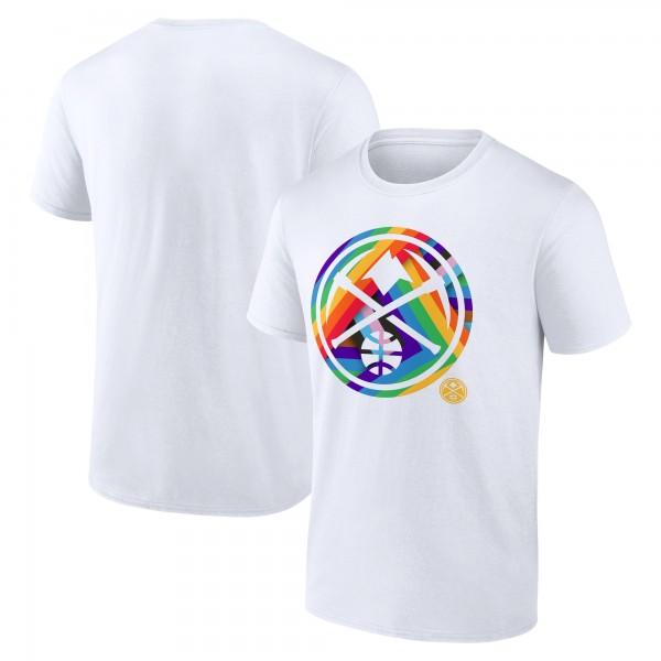 Denver Nuggets White Team Logo Pride T-Shirt