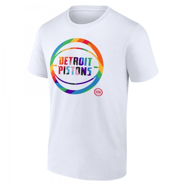 Detroit Pistons White Team Logo Pride T-Shirt