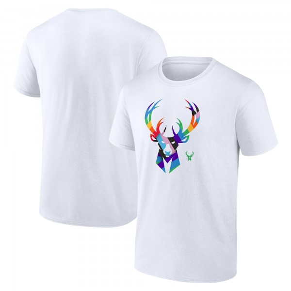 Milwaukee Bucks White Team Logo Pride T-Shirt