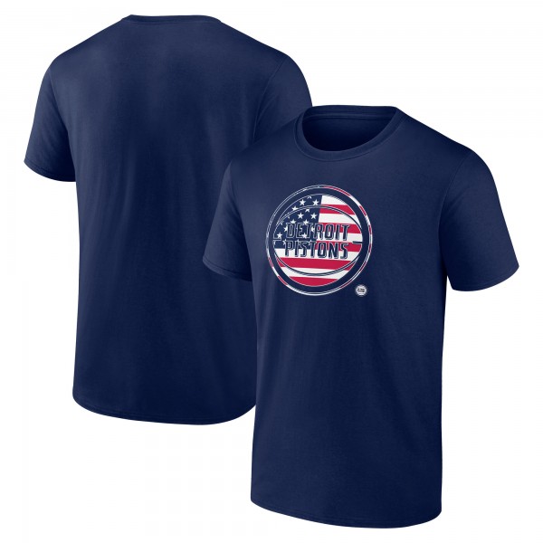 Detroit Pistons Navy Flag Logo T-Shirt