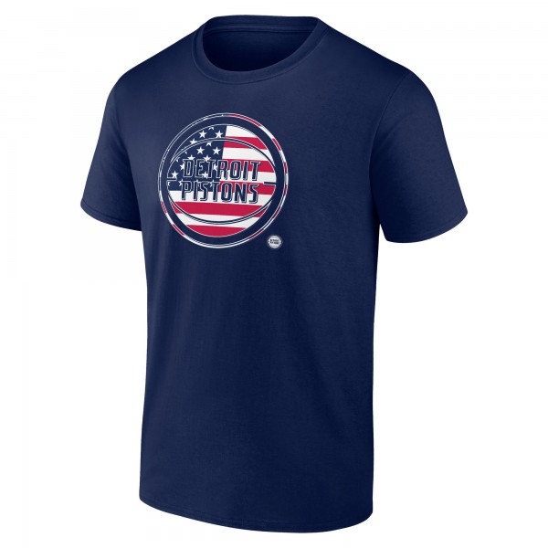 Detroit Pistons Navy Flag Logo T-Shirt