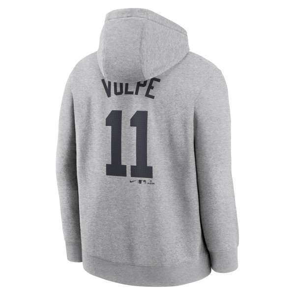 Толстовка New York Yankees Anthony Volpe Nike Heather Gray Player Name & Number Club Fleece