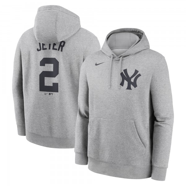 Толстовка New York Yankees Derek Jeter Nike Heather Gray Player Name & Number Club Fleece