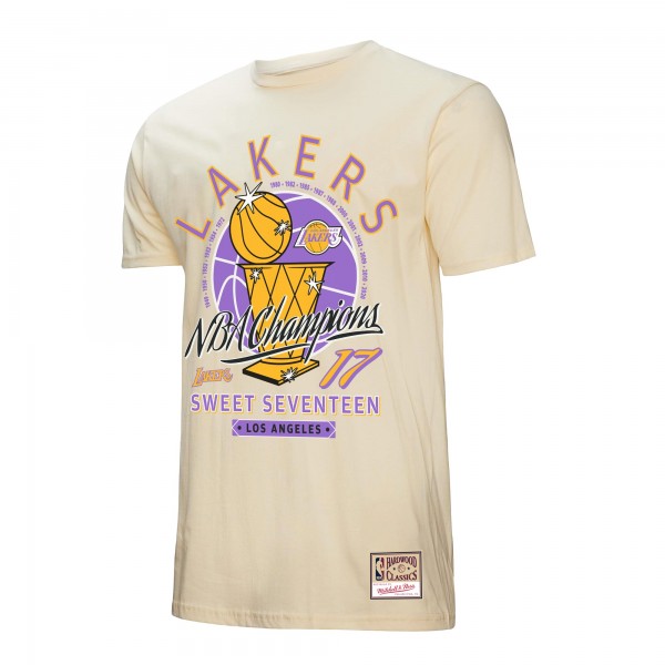 Футболка Los Angeles Lakers Mitchell & Ness Cream Hardwood Classics Champions Vintage
