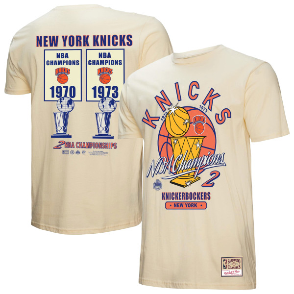 Футболка New York Knicks Mitchell & Ness Cream Hardwood Classics Champions Vintage