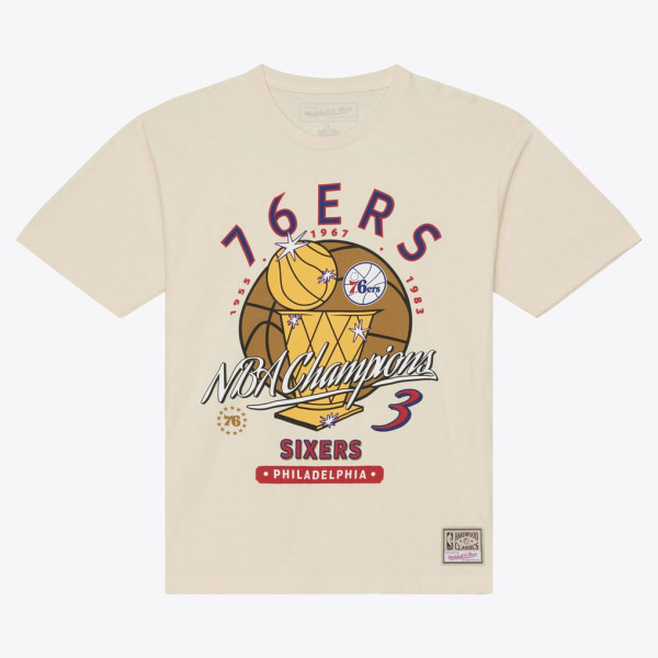 Футболка Philadelphia 76ers Mitchell & Ness Cream Hardwood Classics Champions Vintage