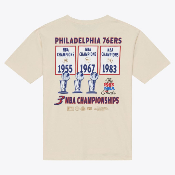 Футболка Philadelphia 76ers Mitchell & Ness Cream Hardwood Classics Champions Vintage